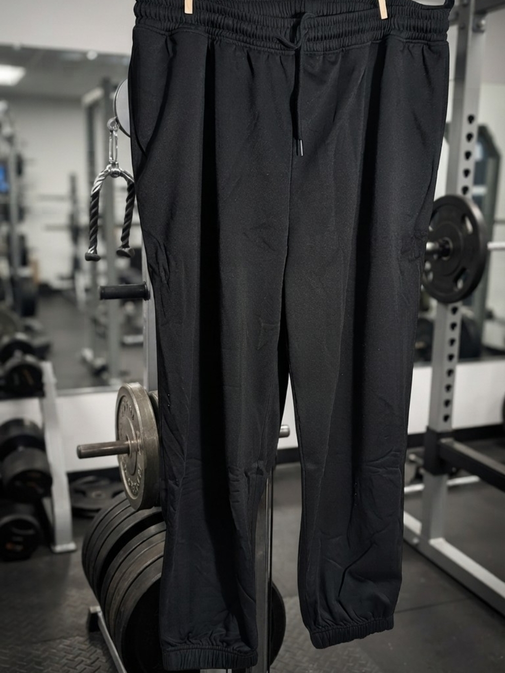 Alimens & Gentle Men's Black Polyester Jogger Pants XL Drawstring Elastic Waist